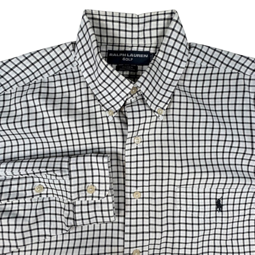 Ralph Lauren Golf Mens Button‎ Down Shirt L Plaid Check Cotton Long Sleeve Dress